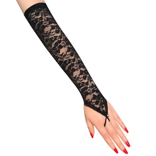 Women's Floral Lace Fingerless Gloves for Wedding, Bridal, Dance and Party