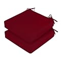 HOMELYSIAN Waterproof Outdoor Chair Cushions Set of 2, Square Outdoor Seat Cushions with Ties and Removable Covers, 19 x 19 Outdoor Cushions for Patio Furniture with Portable Handle(Burgundy)