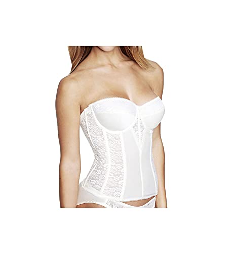 Women's Lace Longline Corset - Full Length Bridal Bra with Garters - Ivo48C Ivory