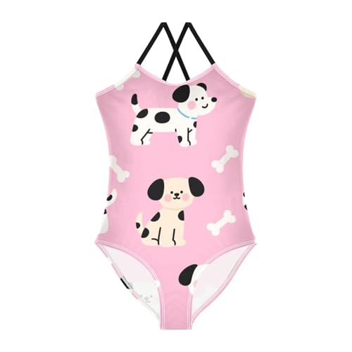 susiyo Black White Yellow Dog Bones Girls One Piece Swimsuits with Adjustable Straps Bathing Suits for 3-10 Years Old