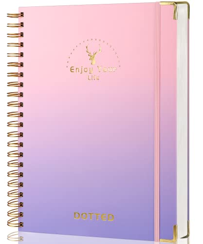 Smarpau Spiral Notebook, 8.5" X 11" Large Dotted Notebook College Ruled, 120 Gsm Thick Paper, 172 Pages, Hardcover Dot Grid Notebook For Women Grils (Pink-Purple Gradient) #TOP2