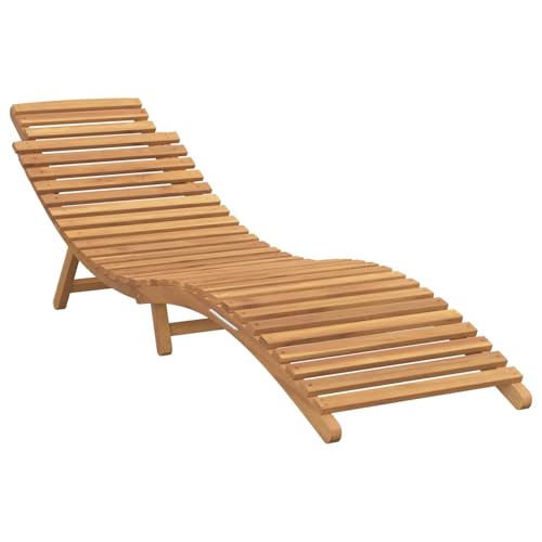 Nqyjm Bagno di Sole, Lettino da Giardino Marrone 198 x 55 x 58,5 cm Legno di Teak Massiccio Sedia a sdraio da Esterno, Lettino da Spiaggia Relax per Giardino, Terrazza, Balcone, Campeggio Model 2