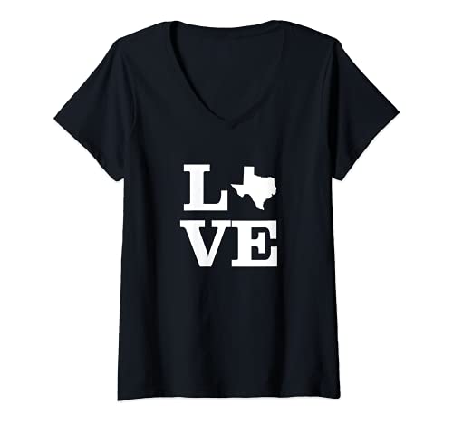 Mujer Texas Love Design - Esquema estatal Texas Home Camiseta Cuello V