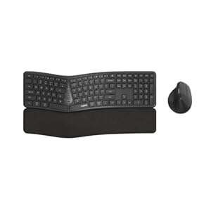 Rapoo 8810ME Tastatur Maus Set Kabellos ergonomisch - Bluetooth & 2.4G USB Wireless, Multi Device bis 3 Geräte, vertikale Maus, Geteilte Tastatur mit Handballenauflage, QWERTZ Layout Deutsch, grau
