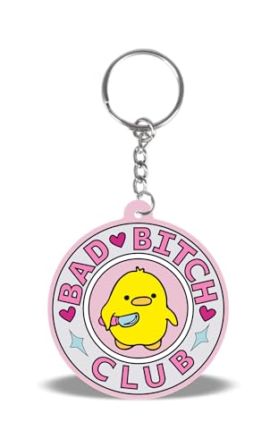 Porte-clés avec motif Bad Bitch Club pour voiture, moto, porte-clés comme cadeau pour hommes et femmes, argenté, kompakt