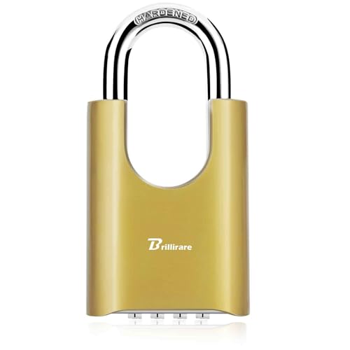 Cadenas à combinaison d'extérieur en métal robuste à 4 chiffres - Cadenas en alliage résistant aux intempéries avec longue anse en acier trempé - Grand cadenas haute sécurité pour abris de jardin