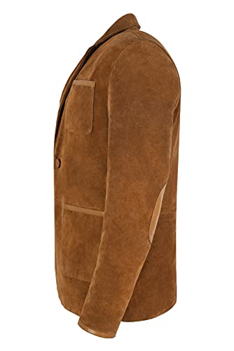 MILANO SPORTS BLAZER COAT TAN Suede Classic Tailored Soft 100% Real Leather Suede Jacket 58313