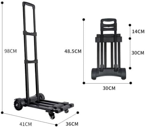 Zusammenklappbarer Sackkarren-Transportwagen, leichter tragbarer Wagen mit 4 drehbaren Rädern for Reisen, Einkaufen, Umzug, Büronutzung, robust, leicht zu tragen, kompaktes Design