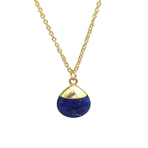 Gempires Lapis Lazuli Pear Necklace, Teardrop Pendant, Crystal Jewellery, September Birthstone Gift, 18 inch Adjustable 14k Gold Plated Chain