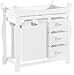 Badger Basket Sleigh-Style Baby Changing Table - Diaper Changing Station with 3 Storage Baskets - Nursery Organizer with Hamper, Changing Pad, Safety Rails - White