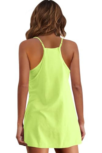 Image of Panadila Womens Summer Sleeveless Mini Dress V Neck Spaghetti Strap Sundress Athletic Short Dress with Pockets