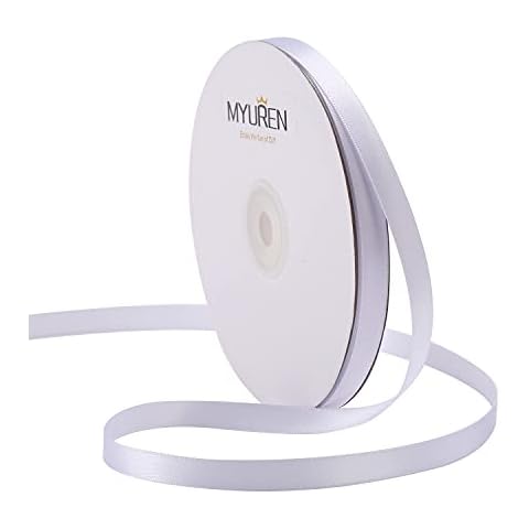 3/8 Inch Solid Satin Ribbon White Double Face Satin Ribbon for Crafts, Gift Wrapping,Party Favor,Baby Shower,Invitation Embellishments,DIY Hair Accessories (50 Yards) Cover