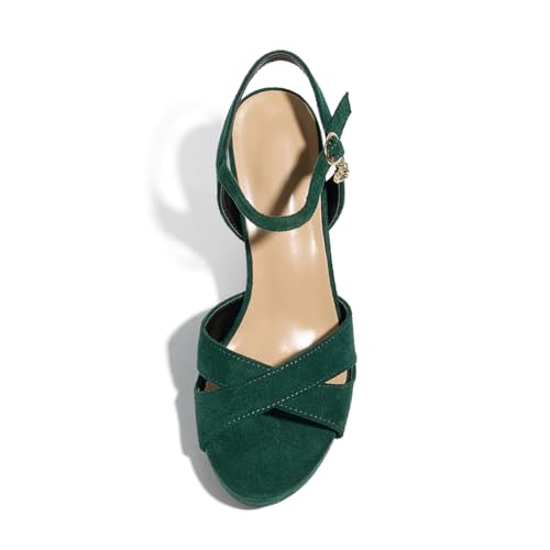 Image of Block Heeled Platform Sandals Chunky Open Toe Shoes for Women