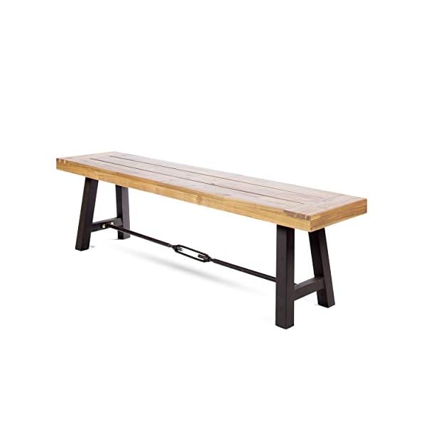 Christopher Knight Home Catriona Outdoor Acacia Wood Bench with Metal Accents, Teak Finish / Rustic Metal 14. 50 x 63 x 17. 75 inches