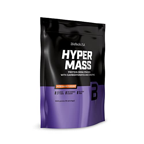 BioTechUSA Hyper Mass - Mass Gainer con Carbohidratos y Mezcla de Proteínas | Creatina Micronizada | Sin Gluten, 1 kg, Caramelo salado