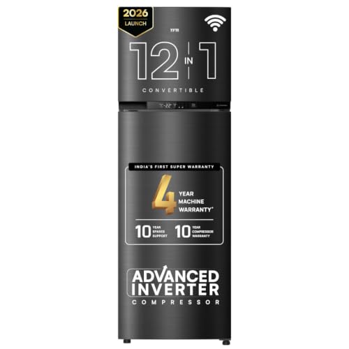 Image of IFB 331L 3 Star 12-in-1 Convertible, Advanced Inverter Frost-Free Double Door Refrigerator with 30 Hrs Cooling Retention, WiFi & 4 Year Super Warranty (2026, IFBFF-383CYKSETU, Metal Black)
