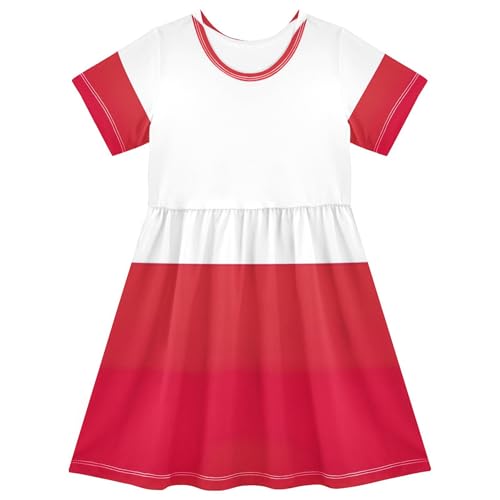 Poland Flag Toddler Girls' Dresses Floral Spring Clothing Short Sleeve Outfit Children Dress 2t