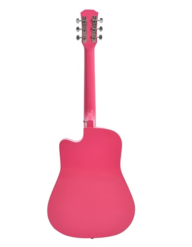 Image of BLUEBERRY, B-38C Acoustic Guitar Kit with Bag, Strap, One Pack Strings And 2 Picks - 38 Inch (Neon Pink)
