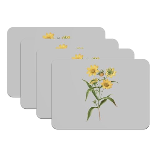Sets de table lavables grand format gris motif flore rétro x4 - 2