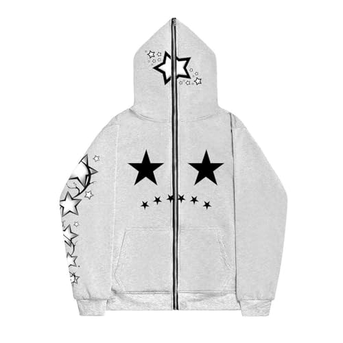 xueneige Sweat à Capuche et Fermeture éclair intégrale pour Homme et Femme Y2K Hip hop Sweat à Capuche avec Graphique Humoristique Veste Gothique Grunge
