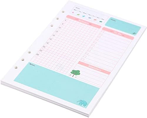 Filofax A5 Refills Folders Ring Binder Six-Hole Loose-Leaf Cartoon Hand Account Book Lined Refills Paper for Diary Organiser Planner Binders 8.27*5.5inch/21*14CM)