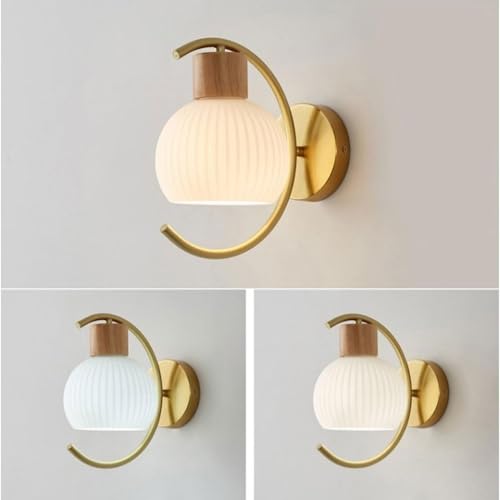 Lámpara de pared de madera E14 aplique de pared dorado para decoración interior del baño 5