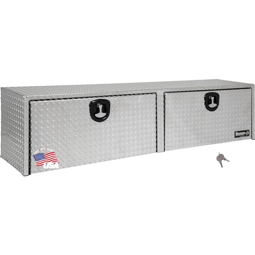 Image of Buyers Products 1701564 Silver Aluminum Diamond Tread Topsider Truck Tool Box, 88x18x16 Inch, Made in USA, Professional Grade, Heavy Duty, Corrosion Resistant, Dual Drop Doors, Compression Latch
