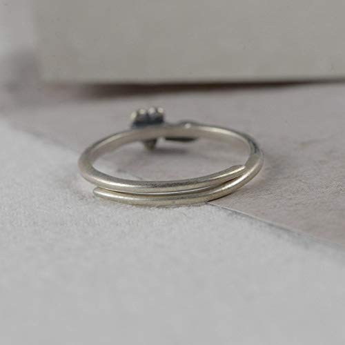 Bague réglable en argent S925 anti-doigts gonflés style fleuron mode - 3