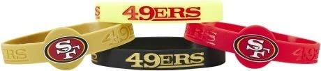 NFL San Francisco 49ers Silicone Rubber Wrist Band Bracelet (Set of 4), One Size, Multicolor by aminco