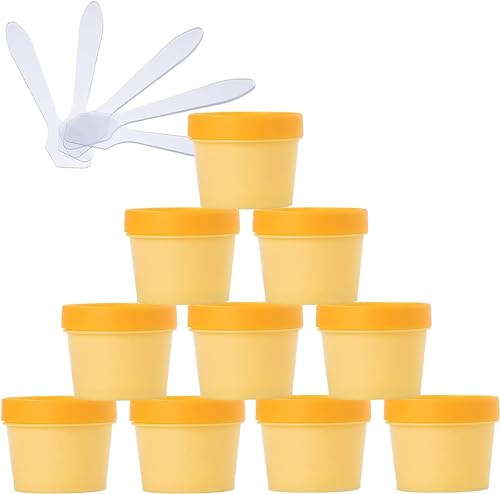 OLSDXAWQ, 10 PC 50 ml Máscara rosa Tazón for mezclar Frascos de almacenamiento de plástico vacíos 50 g con revestimiento interior for almacenamiento Cuerpo Mano Crema facial Loción Gel 5X Espátula(Gee