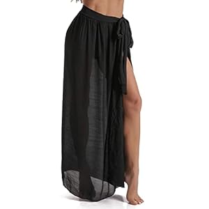 LANTING Damen Sarong Pareo Swimsuit Wrap Chiffon Cover Up Sommer Wrap Sarong Strand Badeanzug Wickelröcke Schwarz Weiß