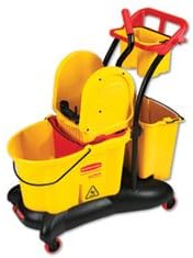(3 Pack Value Bundle) RCP7777YEL WaveBrake Mopping Trolley Down-Press Bucket/Wringer Combo, 8.75 gal, Yellow