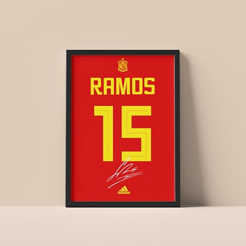 Image of Posternet Sergio Ramos Wall Poster Frames | 8x12 inch | World Cup special signed Jerseys Series | Hanging Wall Artwork Frames for Living Room, Bedroom, Office and Etc