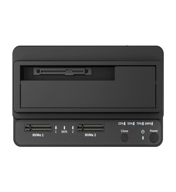M.2 NVMe SATA SSD Cloner Dock, trzy-Bay USB C Dysk twardy Duplicator, obsługuje kloo offline, do M.2 NVMe / 2.5' / 3.5' SATA SSD/HDD i 2230/2242/2260/2280/22110 M.2-NVMe SSD