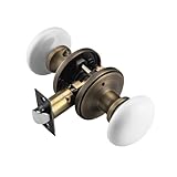 parro White Door Knobs, Porcelain Door Knobs Interior, Antique Brass Ceramic Door Handles, Vintage Door Levers with Privacy Lock