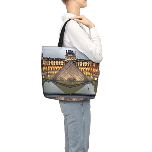 Bolso tipo Hobo para mujer con cremallera, bolso grande de hombro para compras y viajes, inspirado en el Museo del Louvre en París miniatura 2