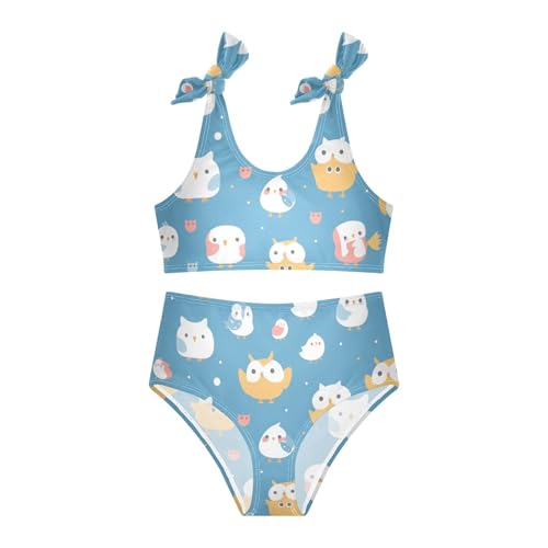 KLL Cute Animal Pattern Cartoon Owls Girls' 2 Piece Bikini Sets Quick-Dry Bathing Suit Swimming Suits Adjustable Shoulder3