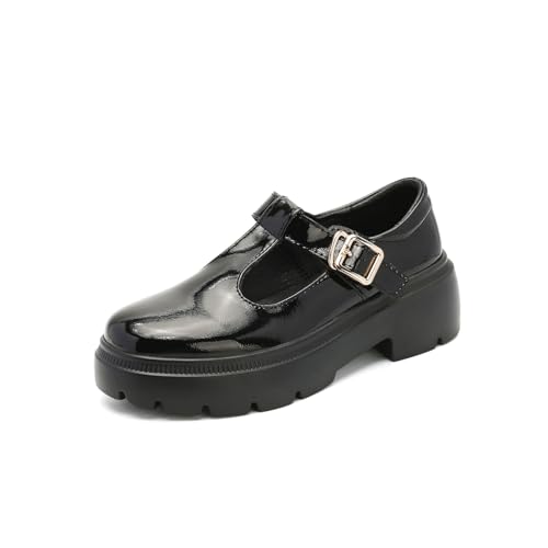 Image of Womens Mary Jane Shoes Round Toe Ankle Buckle Strap Chunky Heel Pumps Platform Casual for Comfortable Dressy Party Work Oxfords