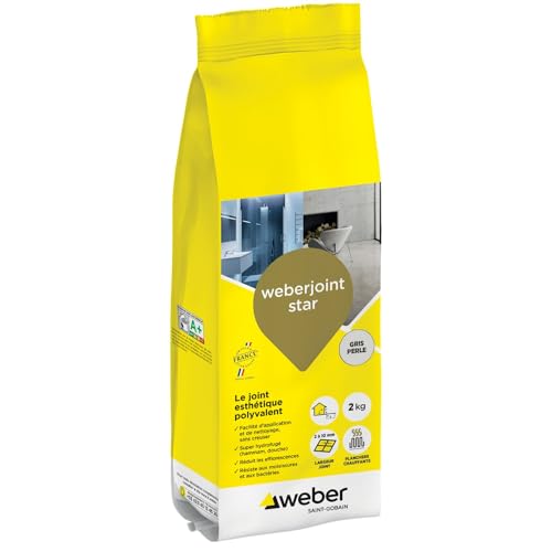Weber Mortero sello decorativo repelente al agua, especial interior y exterior, ancho 2 a 10 mm, 2 kg, gris perlado, WEBERJOINT STAR