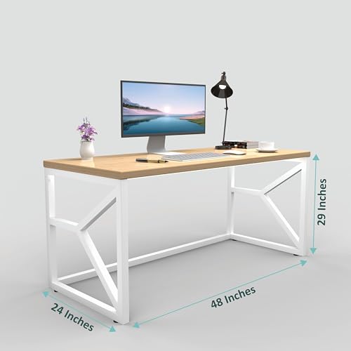 Image of Honey Touch Duke Metal & Wood Workstation Desk | 1200mm x 600mm Top Size | 122 x 61 x 73 cm (L x W x H) | Modern Computer Table for Home Office & Work from Home | Heavy Duty Study Desk
