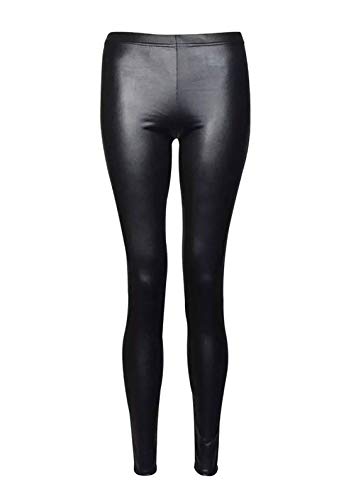 Legging long en jersey galbant à effet mouillé noir stretch confort
