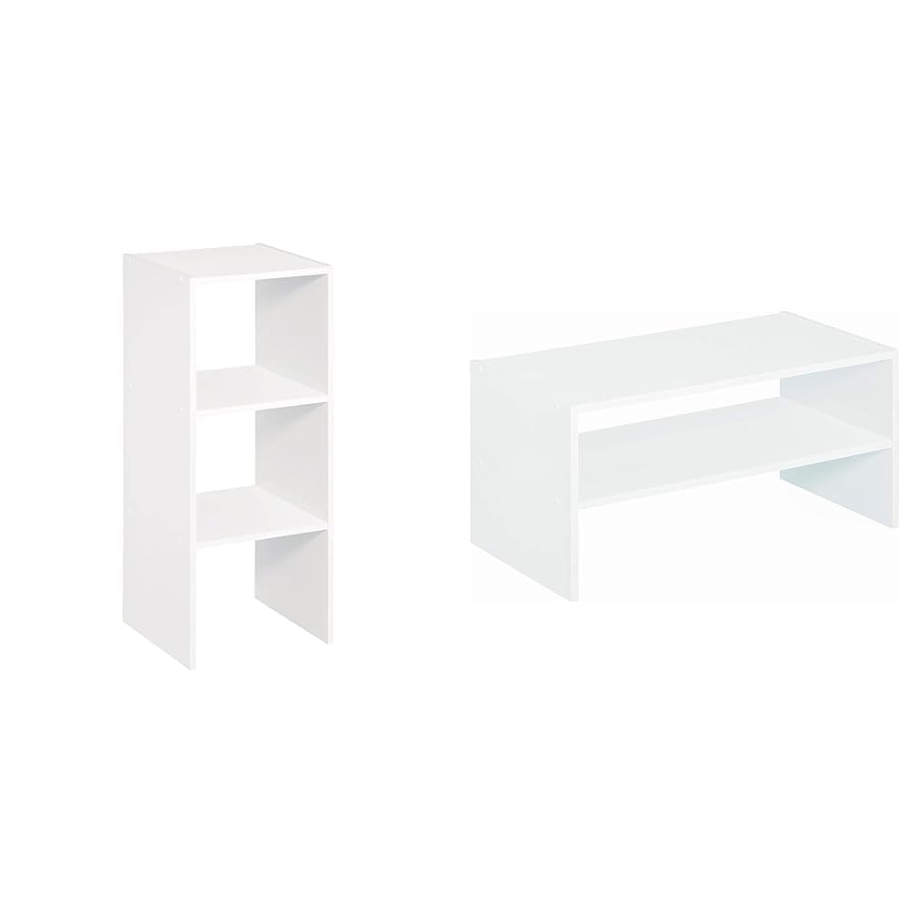 ClosetMaid 8953 Stackable 31-inch Vertical Organizer, White & 8993 Stackable 24-Inch Wide Horizontal Organizer, White