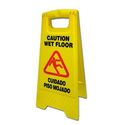 24" 2-Sided Safety Sign by O'Dell – 24"H, Plastic, Yellow, Pack of 6, Model B-132