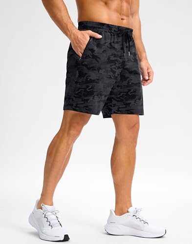 Image of Pudolla Men's Running Gym Shorts with Zipper Pockets 5 inch /7 inch / Lightweight Quick Dry Running Workout Athletic Short