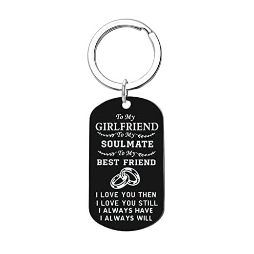 Wycian Llaveros Negros Pareja, Llaveros Pareja Casa Grabado A Mi Novia. Te Amo 50X28MM para Hombres Mujeres Amigo Cumpleaños