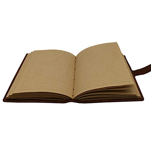 Handcraft Leather Journal With Lined Paper, 120 Sheets Kraft Pages, Leather Strap Closure, Vintage Brown, 6X9 Inches #TOP1