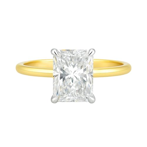 Classic Solitaire 1.5 CT Radiant Cut Moissanite Engagement Ring 14K Yellow Gold with White Prong Setting Fine Jewelry for Women Birthday Gift