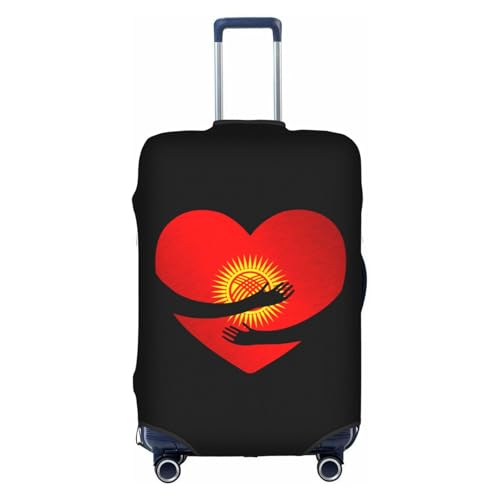 Travel Luggage Cover Kyrgyzstan Kyrgyz Flag Heart Fashion Washable Baggage Suitcase Protector Fit For Luggage Small