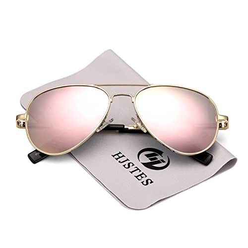 HJSTES Polarized Kids Aviator Sunglasses for Girls Boys Classic Juniors Glasses UV400 Protection Lens,52mm