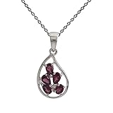 Hiflyer Jewels 925 Sterling Silver Natural Purple Rhodolite Garnet Designer Pendant With Chain | 925 Stamp Jewelry | Gift For Women and Girls